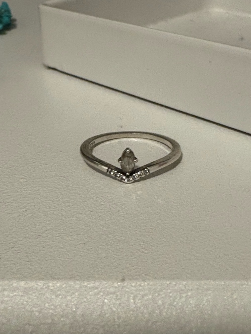 Silver Marquise Solitaire Chevron Ring - PANDORA
